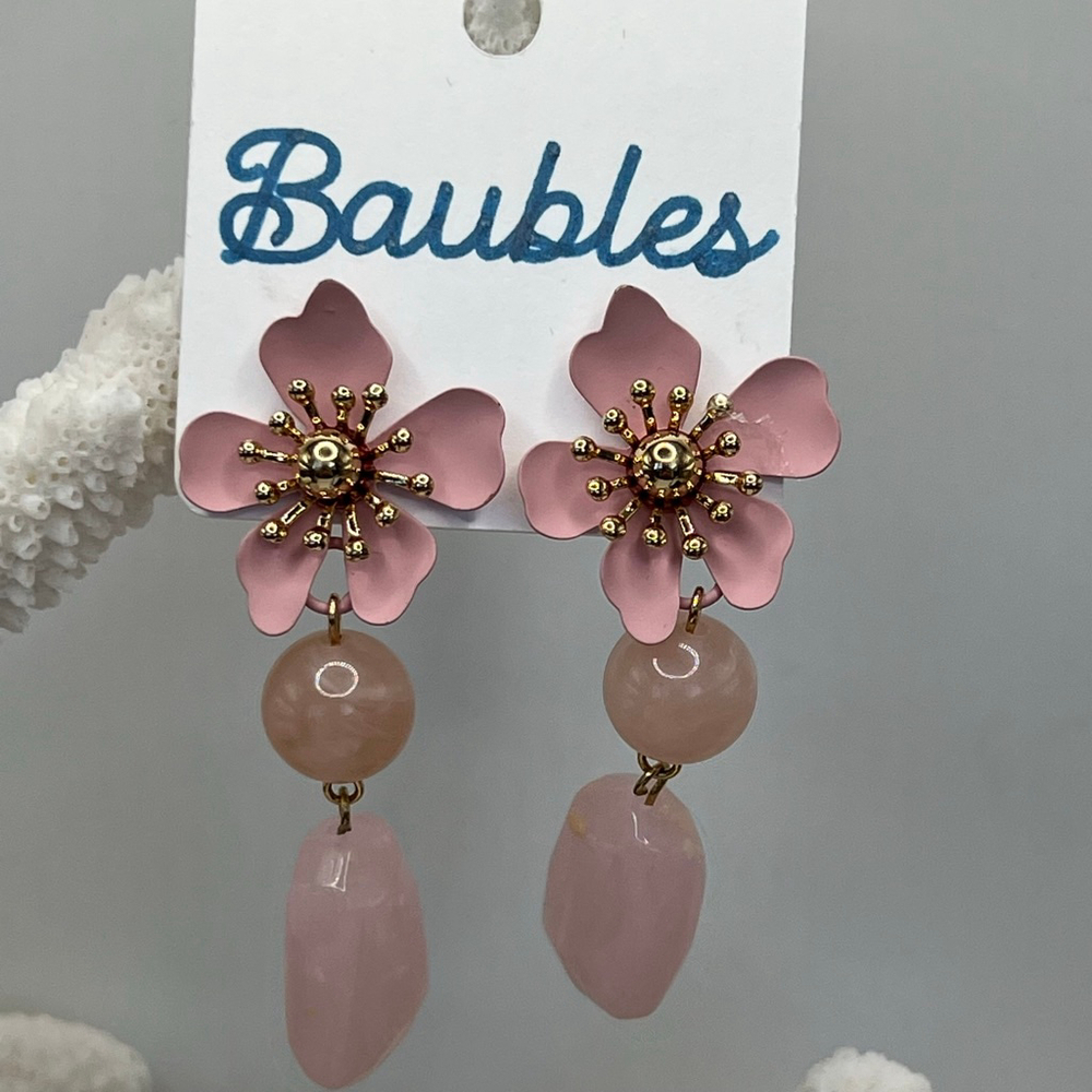 Baubles PINK Floral Drop Earrings
